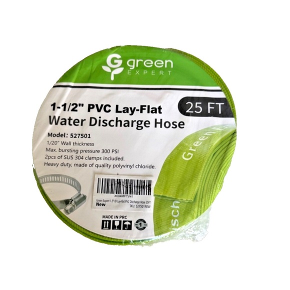 Green Expert 1-1/2" PVC Lay-Flat Water Discharge Hose; 25 ft; Model 527501 - Picture 6 of 8